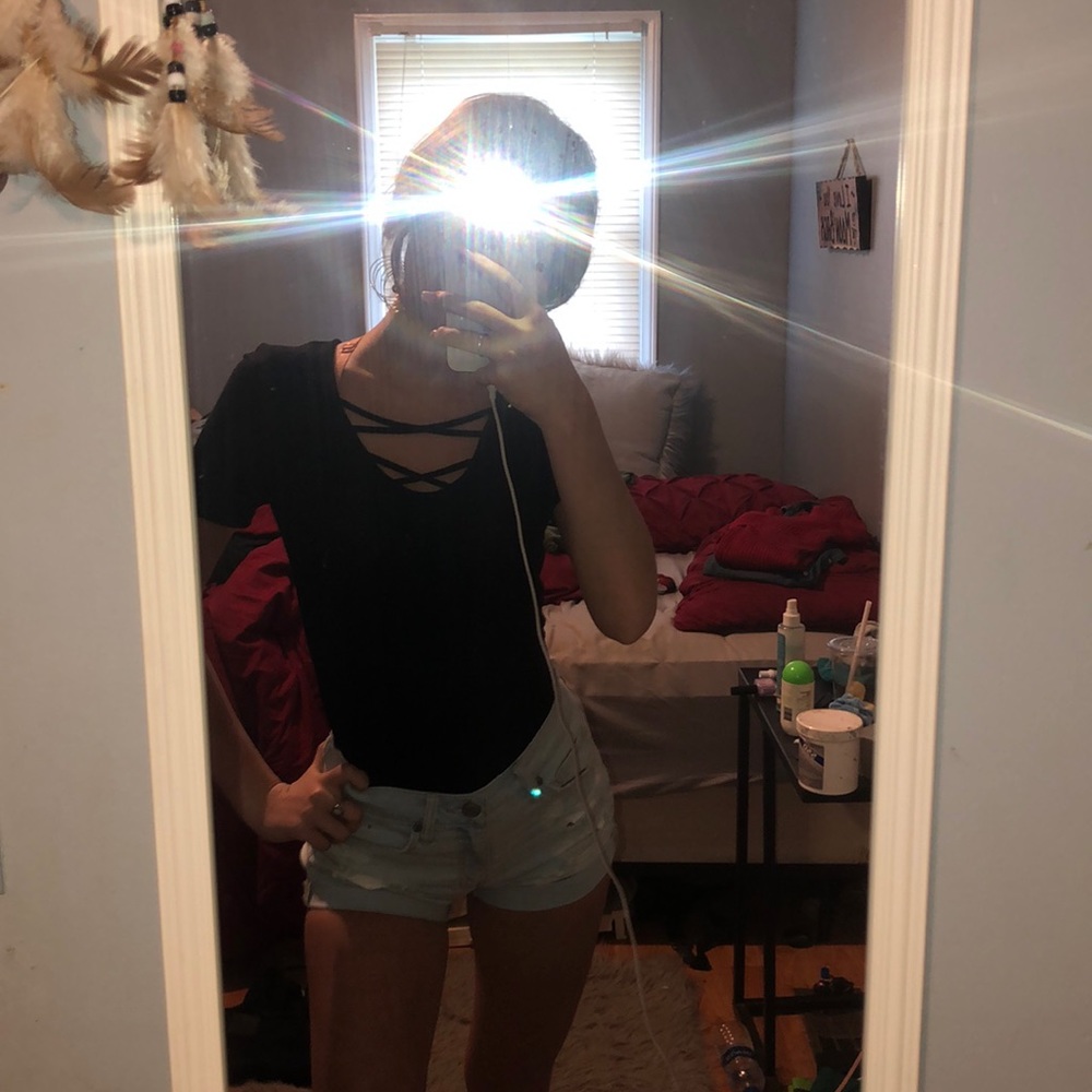 Black v neck Lacey t-shirt